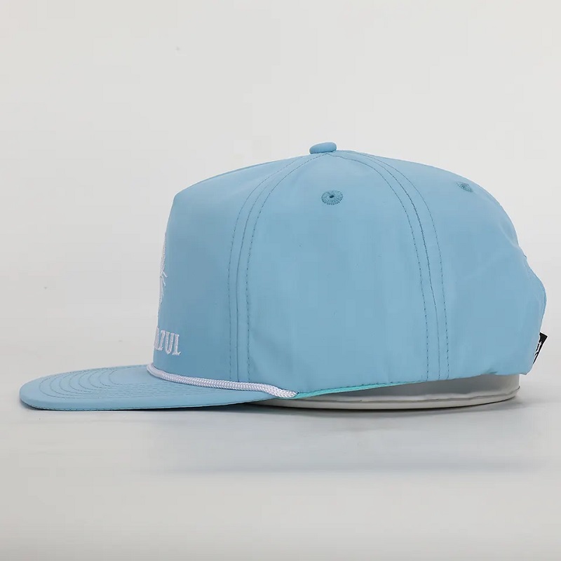OEM Custom High Quality 5 Pannello Flat Bill Flat Dry Dry Ramitine Cap di snapback, classico cappello a cordanon strutturato innylon