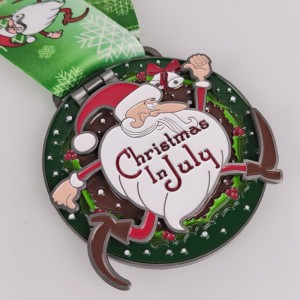 Medaglie di corsa personalizzata medaglie di corsanatalizia santa claus run medaglie funzioni di corsa divertente medaglie di finitore sportivo