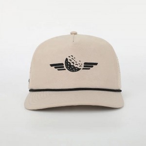 Gorf da golf da papà a 5 pannelli da ricamo personalizzato all\'ingrosso, golf golf di alta qualità, gorra da baseballnera