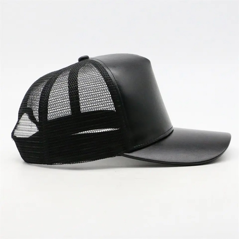 Cappello per camionista in pelle PU personalizzato di alta qualità da 5 pannelli