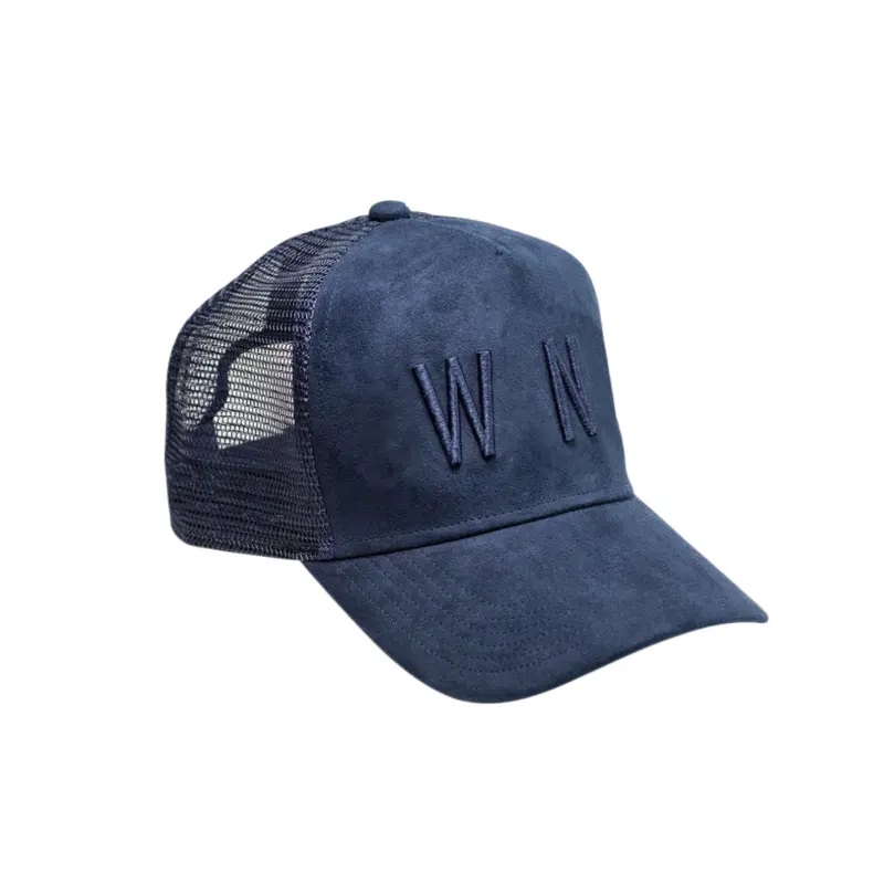 Factory Custom 5 pannello Velvet Mesh Trucker Cap 3D ricamo 3D Logo Suede Trucker Cappello