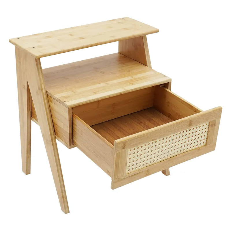 2 livelli tavolo da fine di bambù con comodini per i piccoli spazi di conservazione del supporto pernotte per camera da letto per camera da letto