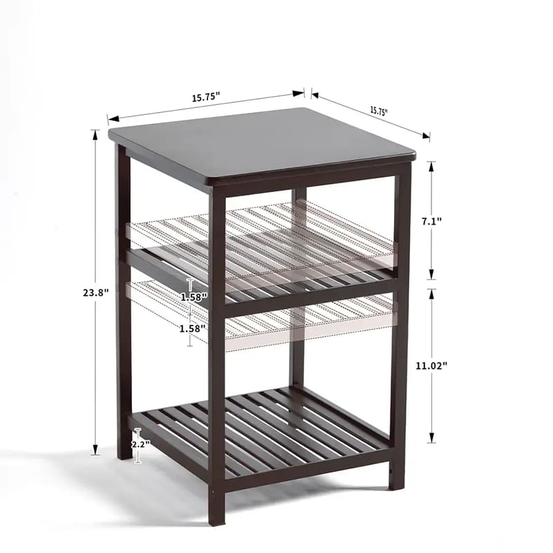 Tavolo da comodino in legno a 3 livelli di bambù moderno comodino round laterale accento tavolino da tavolino per soggiorno camera da letto