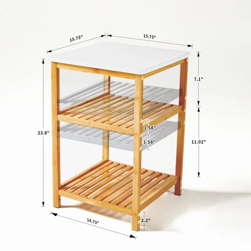 Tavolo da comodino in legno a 3 livelli di bambù moderno comodino round laterale accento tavolino da tavolino per soggiorno camera da letto