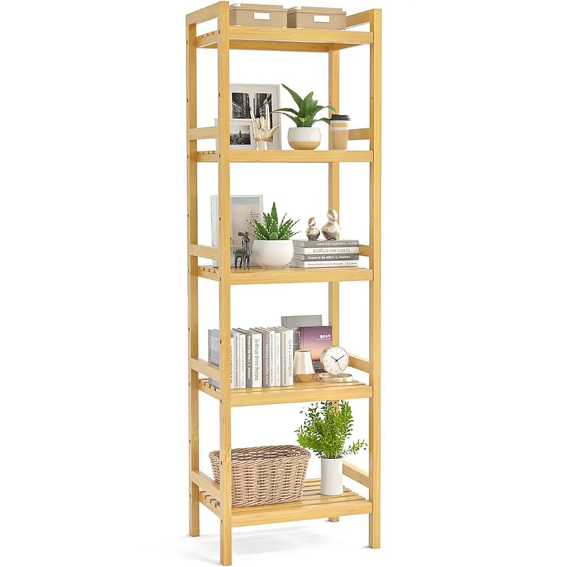 BSCI Custom 6 Tiers Regolabile Bookcase Bookcase Bookcase Shelf Rack Graple Unit Unit Libero di bambù senza piedi