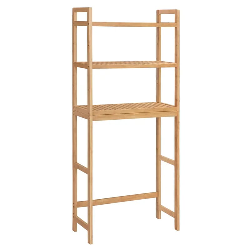 Organizzatore di armadietti da bagno in bambù a 3 livelli personalizzabile sullo scaffale di portapacchi per la toilette