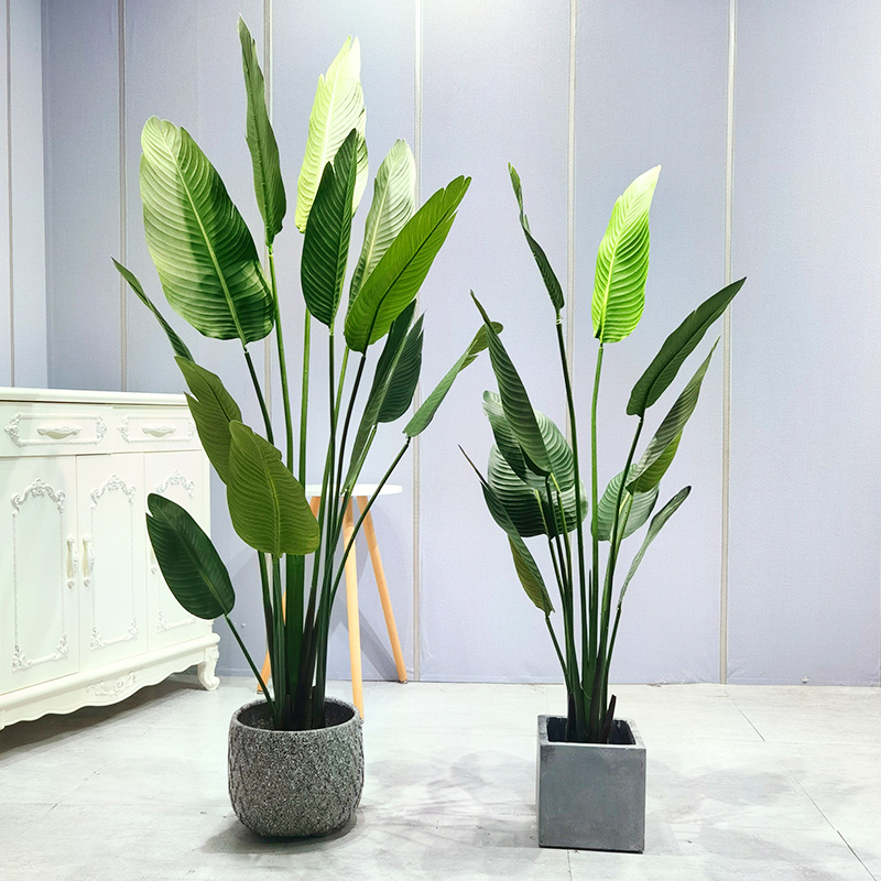 Piante artificiali quasinaturali in vaso di palme banana foglie indoor foglie di pianta verde faxu pianta decorazione domestica bonsai alberi