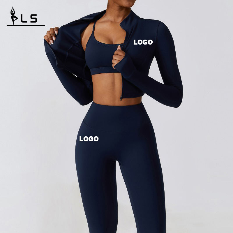 SC9281 3 pezzi giacca sport leggings gust yoga abito black fitness leggings abbigliamento da palestra da donna set da palestra abbigliamento