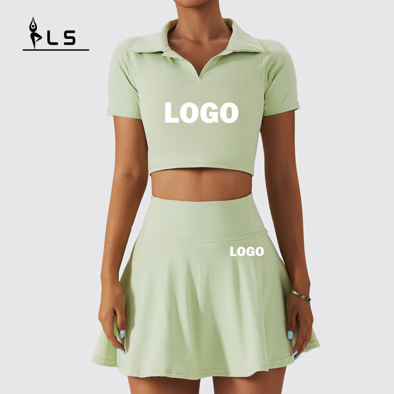 SC1055 Crop Top Polo Shirts e Tennis Skirt Set Yoga Congiunzione Yoga Set Fitness Woman 2024