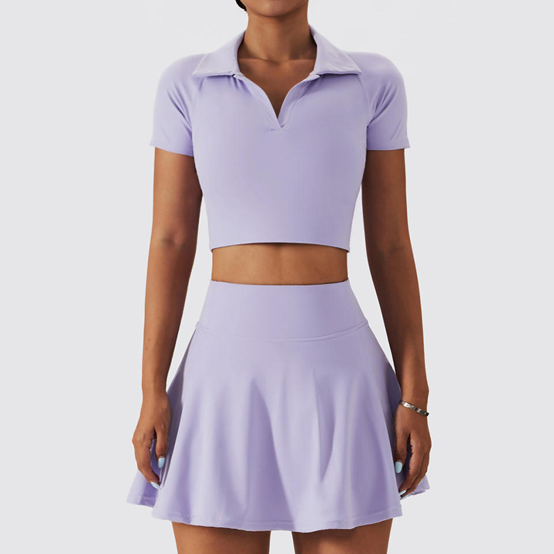 SC1055 Crop Top Polo Shirts e Tennis Skirt Set Yoga Congiunzione Yoga Set Fitness Woman 2024