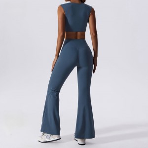 Solido set di yoga Mujer Flare leggings e reggiseno Fitness Workout Set Yoga Set Women Yoga Suit 2 pezzi abbigliamento da palestra