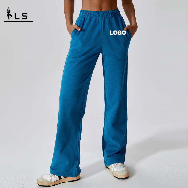 SC10128 OEM Design personalizzato Logo di colore solido pantaloni da sudore vaccino pantaloni per gamba dritti pantaloni in pile in pile