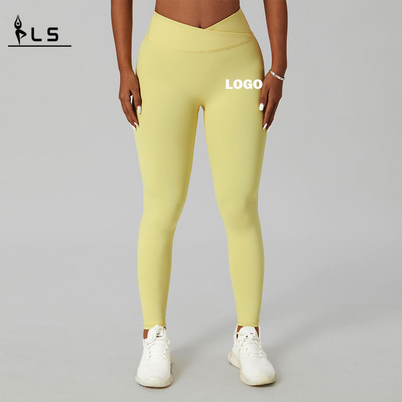 SC101012 Leggings elastano innylon senza cuciture per le donne spingono i leggings a forma a V traspiranti