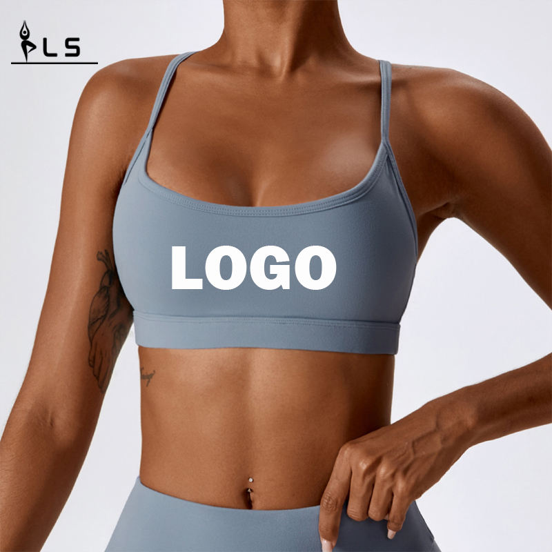 SC10164 Cross Back Yoga Sports reggiseno ad alto impatto Logo imbottito Women Workout Sports Reggiseno all'ingrosso Yoga Crop