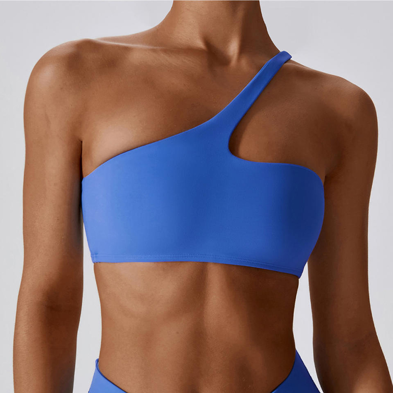 SC10188 Cross Back Yoga Sports Bra ad alto impatto Blu imbottito Blu a spalla Sport reggiseno