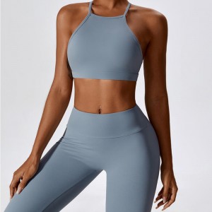 SC10183 comfort fitness yoga sexy reggiseno sportivo regolabile Halter Ladies Halter Neck Cross Back Sports Bra per donne