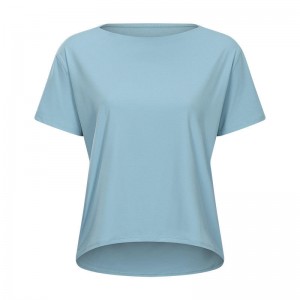 SC10266 LOGO Custom Yoga Shirt Allenamento per ritagli di allenamento Pullover Shirt a maniche corte Sports Yoga Allenamento sciolto Donne a maglietta a secco veloce