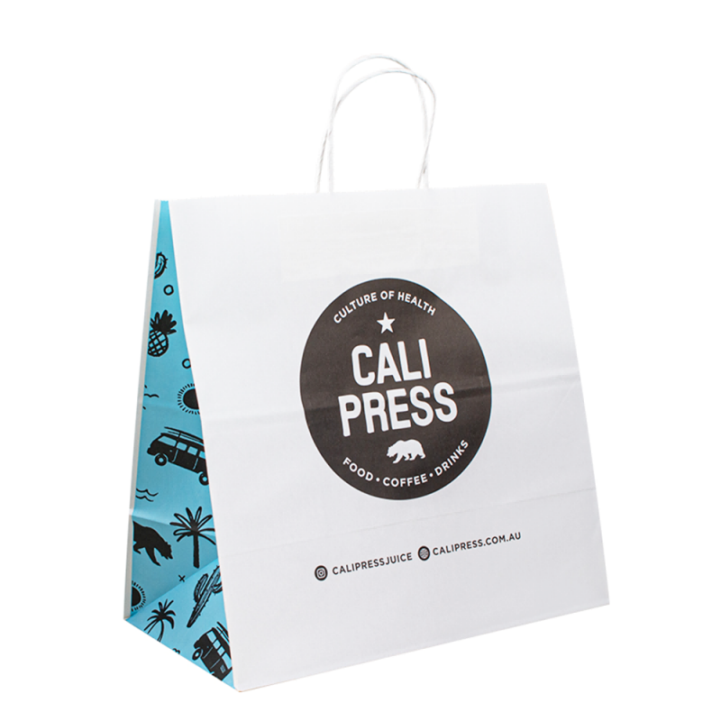 Sacchetto di cartanero bianco con logo, sacchetti di carta kraft marrone riciclato con manico, borsa per la spesa di carta kraft personalizzata con il tuo logo