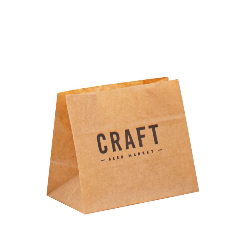 Sacchetti regalo di carta kraft marrone bianco con manici per la spesa all'ingrosso sacchetto di carta da frutto