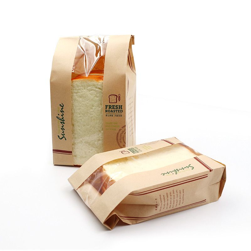 Sacchetto di carta brindisi borse da forno Kraft sostenibili con finestra