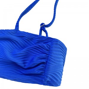 Costume da bagno divisa a modelli speciali a pieghe blu