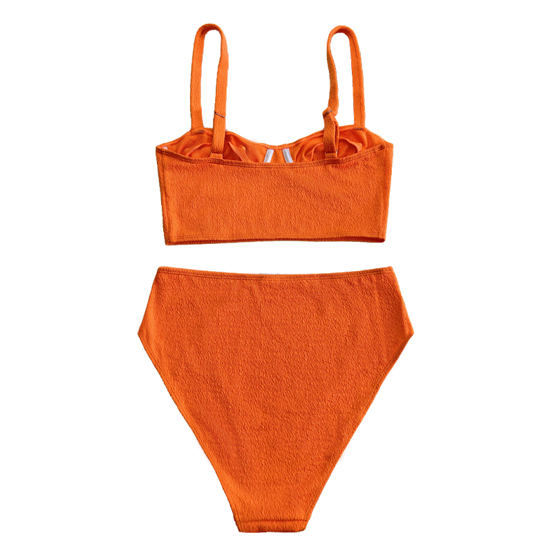 Tessuto arancione in tessuto largo busto di busto split costume da bagno