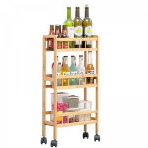 Bambù 3-Carrello portaoggetti da cucina a livelli, sottile, estraibile, con ripiano per dispensa, con rotelle