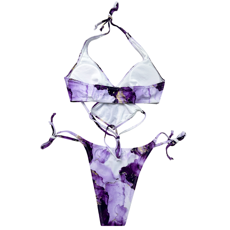 Purple Rended Gradient Colore Calco sospeso Design quadrato Sense costume da bagno diviso