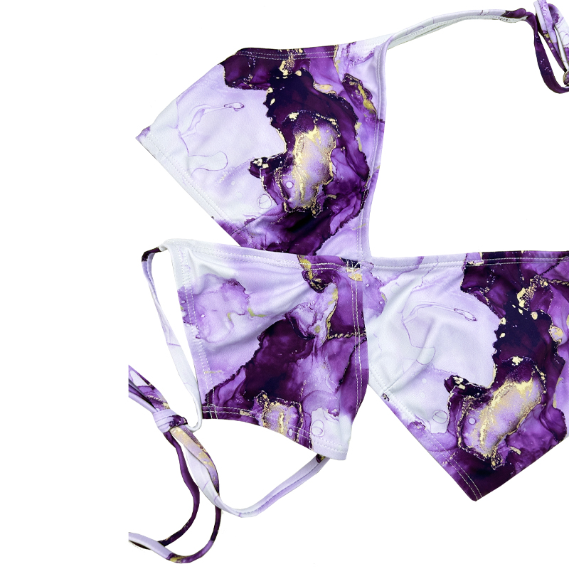 Purple Rended Gradient Colore Calco sospeso Design quadrato Sense costume da bagno diviso