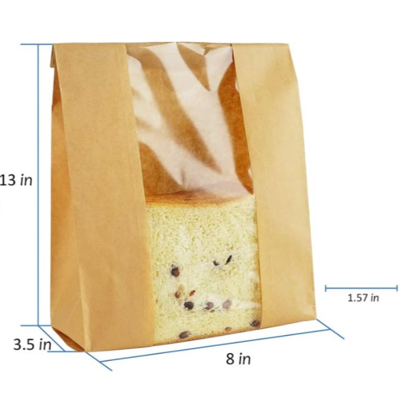 Stampa personalizzata Kraft Bread Borsa con adesivi per fochea per imballaggio sacca per imballaggio Piccola per imballaggio