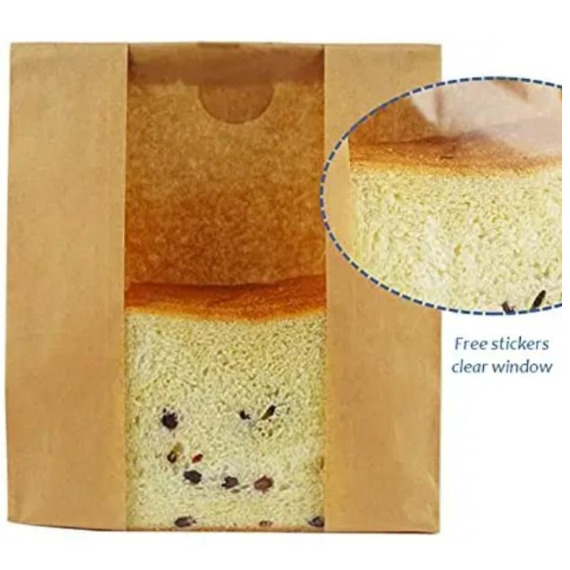 Stampa personalizzata Kraft Bread Borsa con adesivi per fochea per imballaggio sacca per imballaggio Piccola per imballaggio