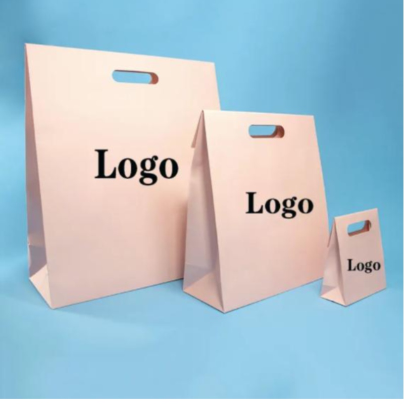 Spot spot per fustea riutilizzabile Spot UV Logo personalizzato Regalo di compleanno di abbigliamento rosa Packaging Borsa per la spesa di carta colorata