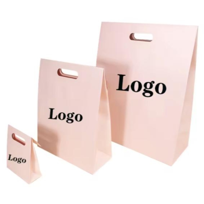 Spot spot per fustea riutilizzabile Spot UV Logo personalizzato Regalo di compleanno di abbigliamento rosa Packaging Borsa per la spesa di carta colorata