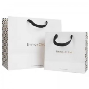 Sagni di spesa riciclati di lusso stampato sacche da regalo connome di lavoro per imballaggi di gioielli con manico