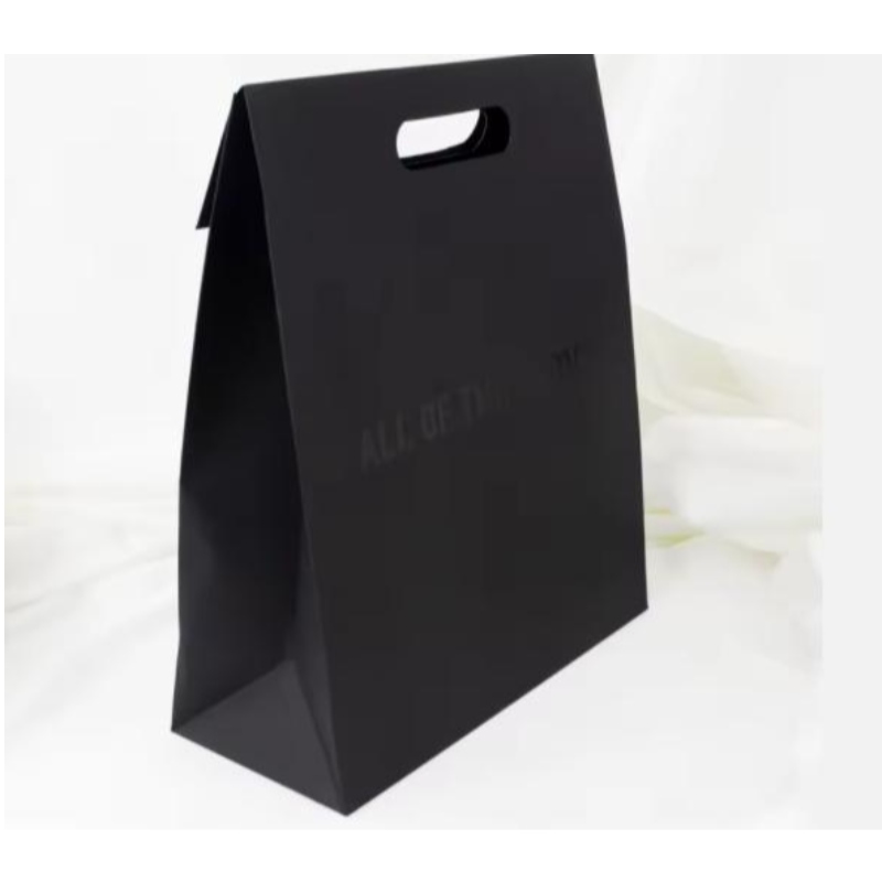 Manico di lusso manico per fustetti di abbigliamentonero confezionamento sacchetti di carta sacchetti estetici convuggono sacchetti regalo design di carta da design