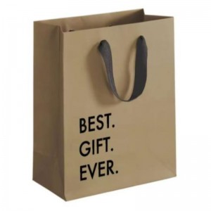 Biodegradabile Design personalizzato riutilizzabile Logo stampato marrone Kraft Craft Boutique Borse per la spesa con manico anastro