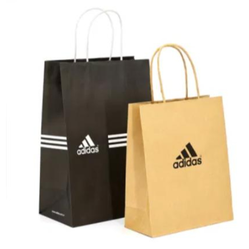 White Brown Kraft riciclato riciclato vettore commerciale su misura elimina il sacchetto di carta promozionale alla moda al dettaglio all'ingrosso