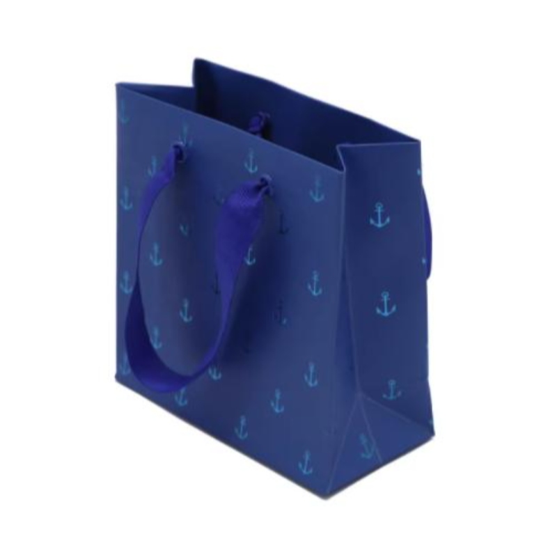 Piccoli sacchetti di carta blu di carta da gol di lussuosa sala da regalo per legno di carta con maniglia Mini sacchetti di carta personalizzati