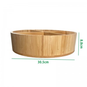 Vassoio organizer per riporre oggetti con vassoio rotante in bambù