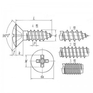 zinco-incasso a croce placcato colorato-vite autofilettante