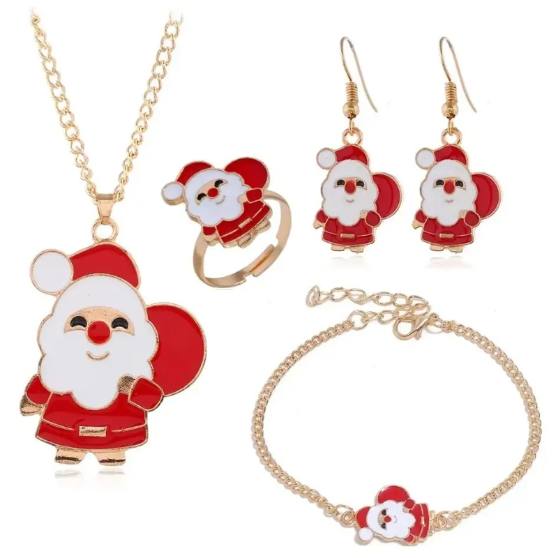 Set di gioielli a temanatalizio Campane di renna Personalizzazione del supporto dell'albero di Natale di Babbo Natale