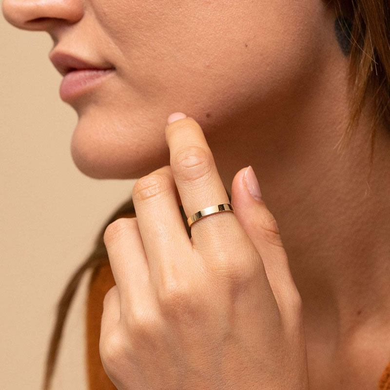Anelli Hongde riempiti in oro 14K, delicato cinturino impilabile in oro, misura da 4 a 11