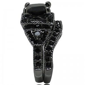 Anellonuziale Hongde con onicenero taglio principessa, anniversario, diamante per donna e uomo