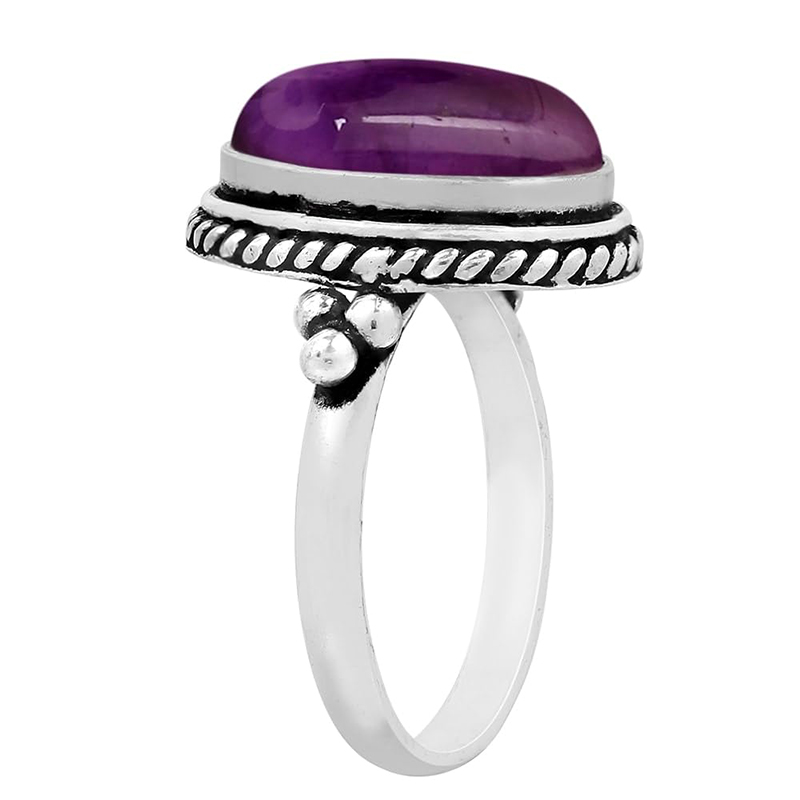 Hongde Anello con ametista mistica in argento sterling placcato argento 925 Anelli di dichiarazione fatti a mano per le donne Gioielli con pietre portafortuna del sud-ovest della Boemia