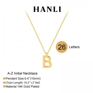 Hongde placcato oro 14K A-Collana con iniziale Z Collane con iniziale da donna - Collana con lettera delicata placcata in oro 14k Alfabeto semplice A-Collana Z Collana connome monogramma personalizzato per gioielli da donna
