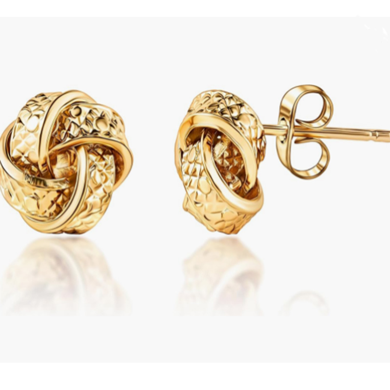Orecchini a boll di lussuosonodo intrecciato in oro 18K - classico & Elegante design strutturato per una raffinatezza senza tempo