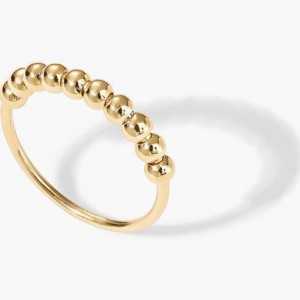 Oro 18K minimalista-Anello di impilamento in perline placcato - Elegante & Versatile banda quotidiana per stratificazione o usura da solista