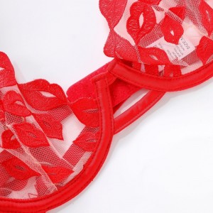 Lingerie sexy - ultra-sottile, con ricamo a labbro rosso e pizzo. Esso\\È un reggiseno set per il seno di grandi dimensioni che li rende più piccoli e impedisce il calo del prezzo W7229:$219,99
