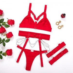 Ins Croce europea e americana-set di lingerie sexy di confine: un tre-Piece set per donne tra cui cintura vincolante, anello per gambe e elementi regolabili, con un tocco di Eroticflairmy96629Price:$119.99