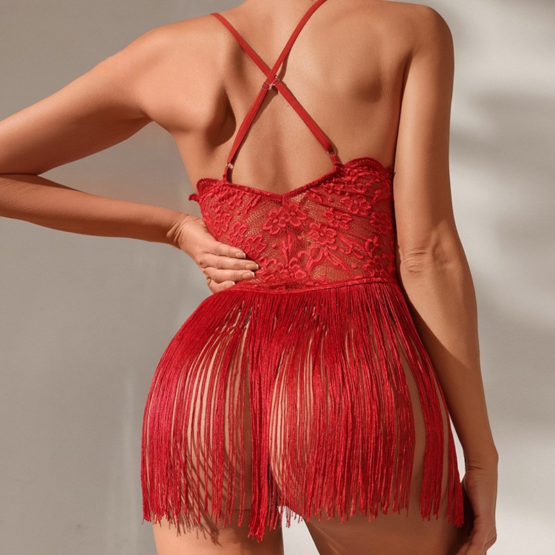 Lingerie sexy, pizzo sexy, design trasparente, VEPO V - collo per un aspetto seducente, connappa - pannelli e cross - Abito sostenuto di sospensione, prezzo F2640:$79,99